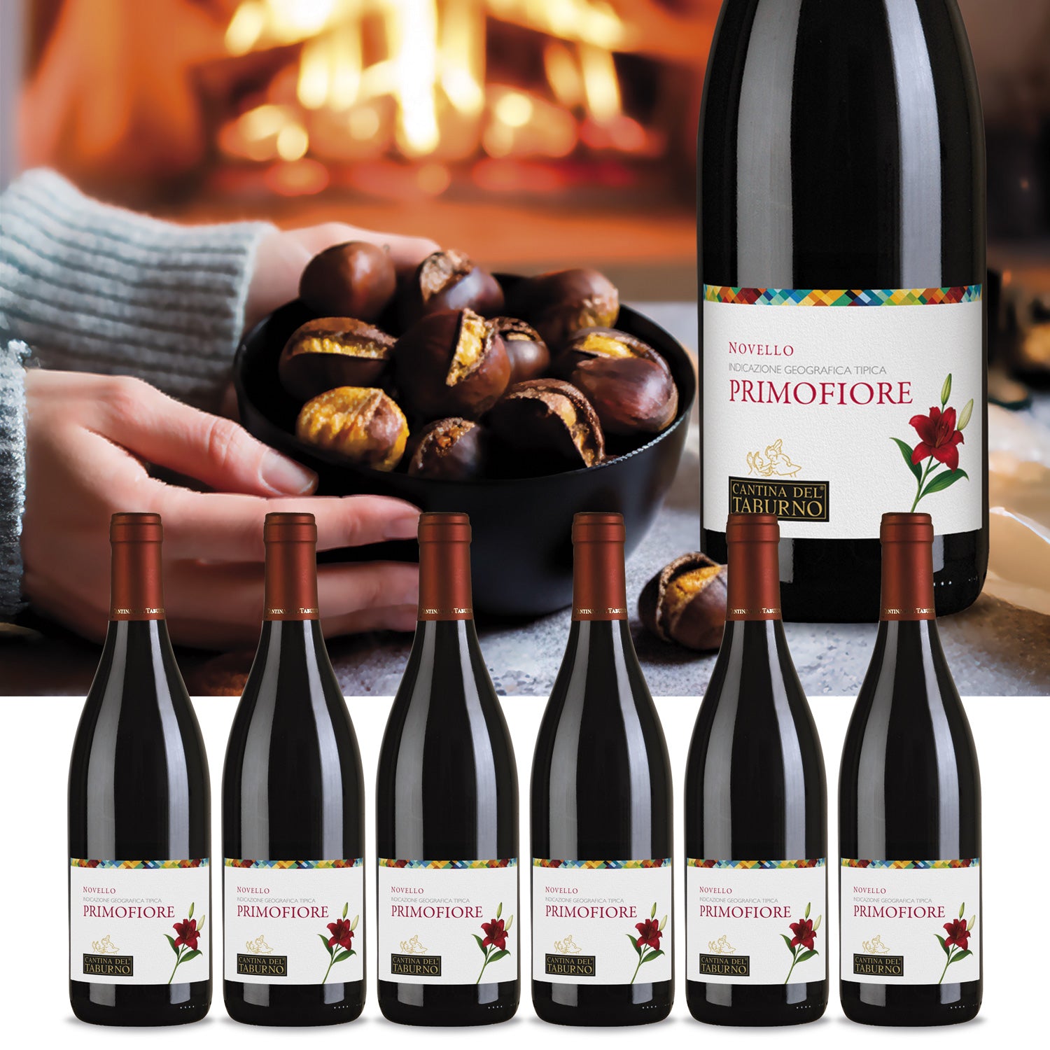 一盒6瓶諾韋洛普里莫菲奧雷葡萄酒。
